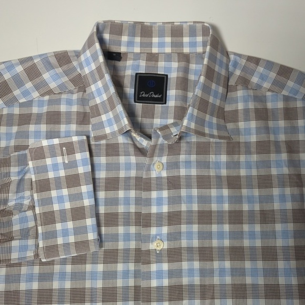 David Donahue Dress Shirt Mens 18 34/35 2XL French Cuff Long Sleeve Button Up